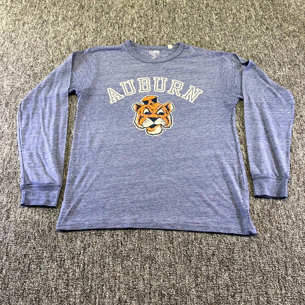 Auburn Tigers Shirt Mens L Heathered Blue League Collegiate Wear Football NCAA